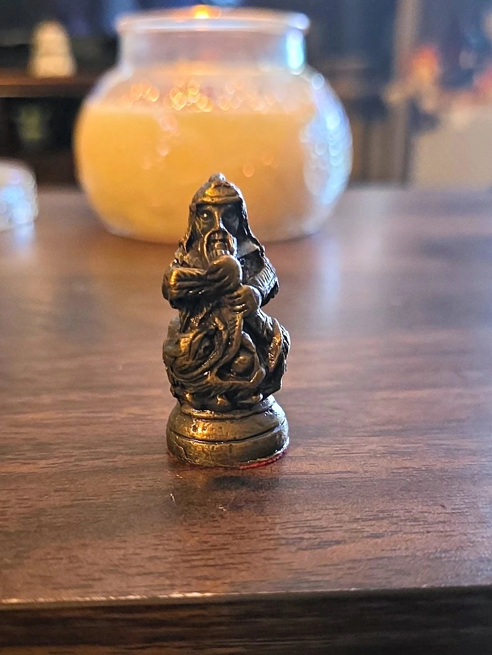 Vintage Bronze-Toned Metal Warrior Chess Piece Figurine(B)